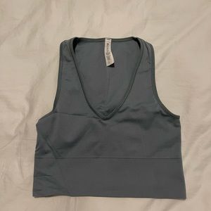 Gray/Green Athleta Aurora Seamless Crop Rib Tank